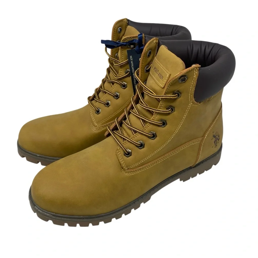 U.S. Polo Assn.‎ Men’s Size 12 Owen Ankle Work Boots Tan Brown Lace Up NWOB